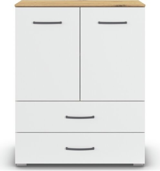 rauch Aditio Box, Kommode, 2-türig, 2 Schubladen, mit Softclose-Funktion, Farbe Weiß/Eiche Artisan, BxHxT 80x100x42cm Bild 2