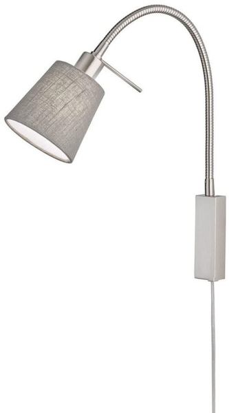 LED Wandleuchte & Bettleuchte Leinen Grau mit Schwanenhals, Breite 11cm