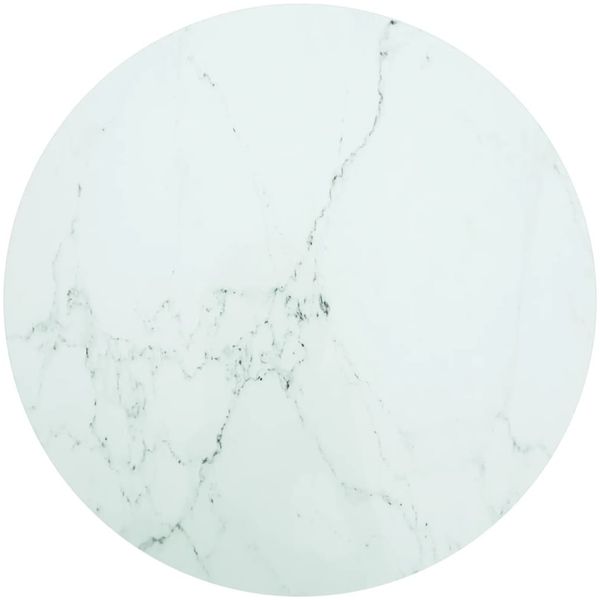 vidaXL Tischplatte Weiß Ø90x1 cm Hartglas in Marmoroptik 322251