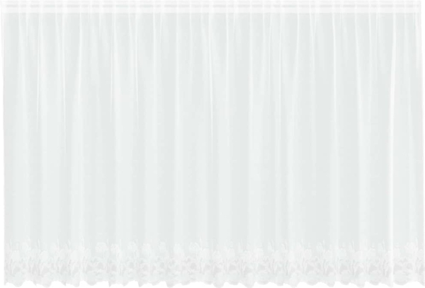 vidaXL Spitzenvorhang mit Vorhängen Floral Weiß 180 x 400 cm Polyester 4107792