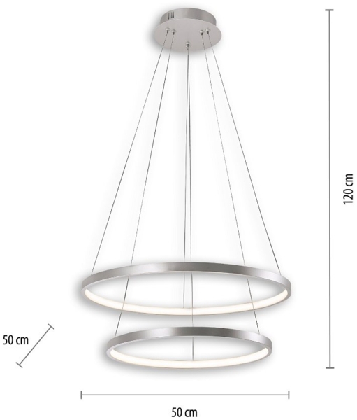 JUST LIGHT 11525-21 LED Pendelleuchte Circle 2 Ringe 50cm 3000K Silber Bild 5
