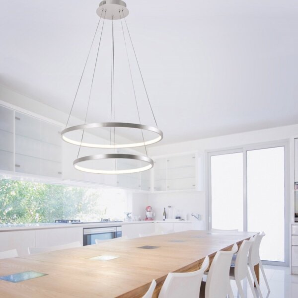 JUST LIGHT 11525-21 LED Pendelleuchte Circle 2 Ringe 50cm 3000K Silber Bild 2