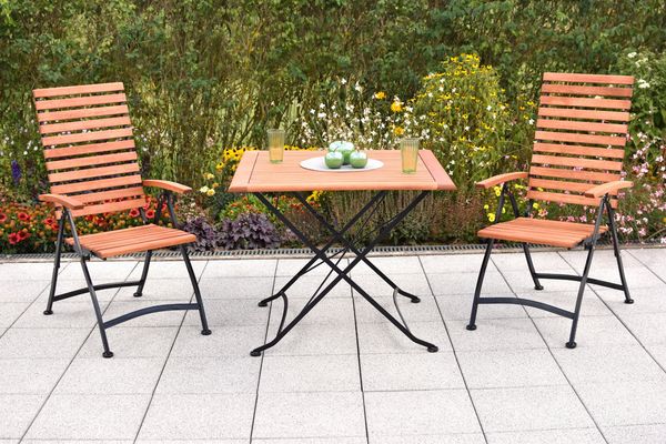 Schlossgarten Gartenmöbel Set 3tlg, Klappsessel 5P & 90 x 90 cm