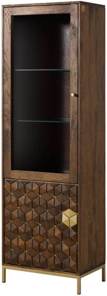 Vitrine Mango 63x40x200 braun geölt DIAMOND #216
