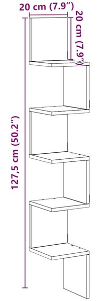 vidaXL Wand-Eckregal Altholz-Optik 20x20x127,5 cm Holzwerkstoff 856614 Bild 9