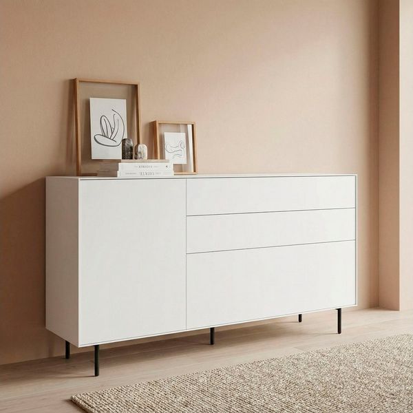 LeGer Home by Lena Gercke Sideboard Essentials, Kommode, Anrichte, Kombikommode, Schrank mit Metallfüßen, Breite: 166 cm, UV lackiert, Push-to-open-Funktion