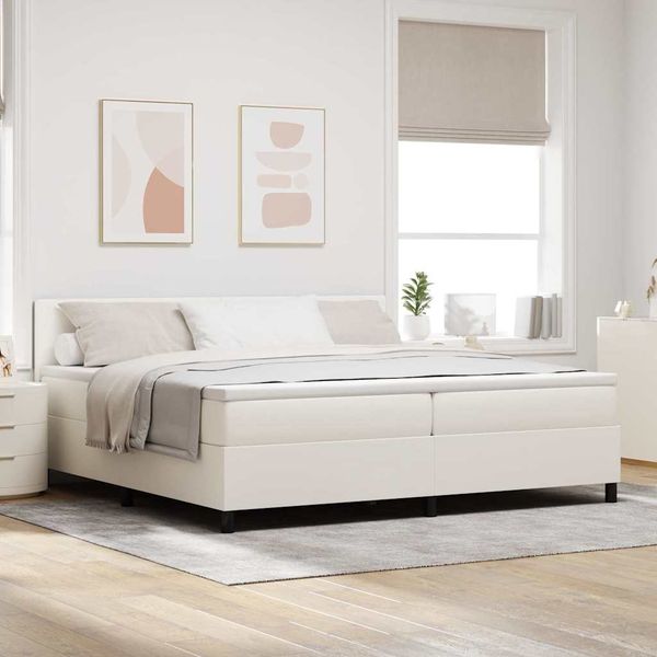 vidaXL Boxspringbett Creme und Weiß 200 x 200 cm Cordstoff 3337529