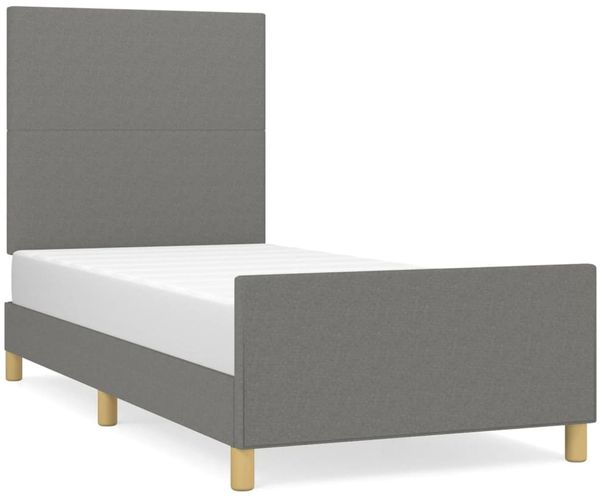 Einzelbettgestell Design für Erwachsene ohne Matratze Dunkelgrau 90x190 cm Stoff d4689e