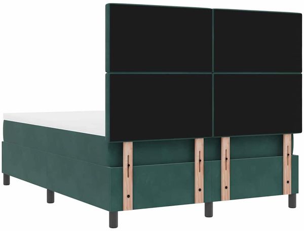 vidaXL LED Boxspringbett mit Matratze Dunkelgrün 140 x 190 cm Samt 3343247 Bild 10
