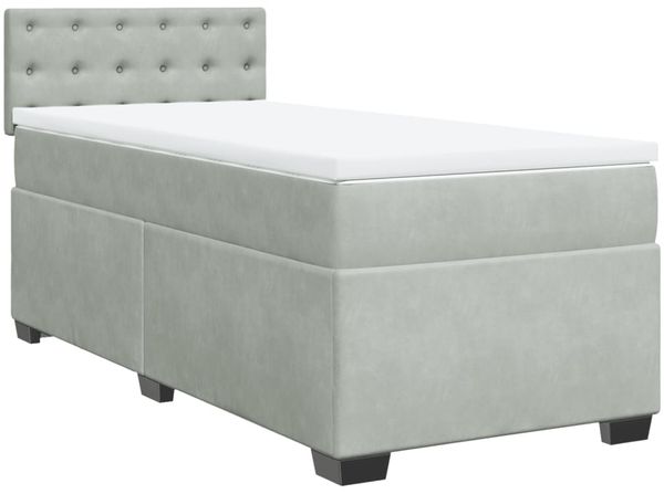 vidaXL Boxspringbett mit Matratze Hellgrau 90x200 cm Samt 3286210 Bild 2