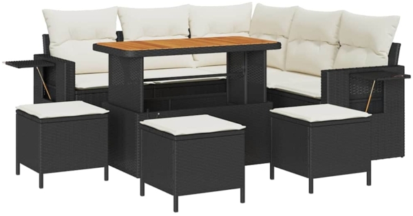 vidaXL Gartensofa-set mit Kissen 10 pcs Schwarz und Creme Poly-Rattan 3363700