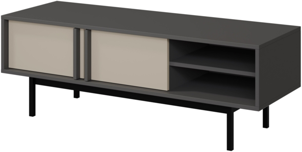 TV-Lowboard Agova 2D AL10 (Farbe: Anthrazit / Hellbeige)