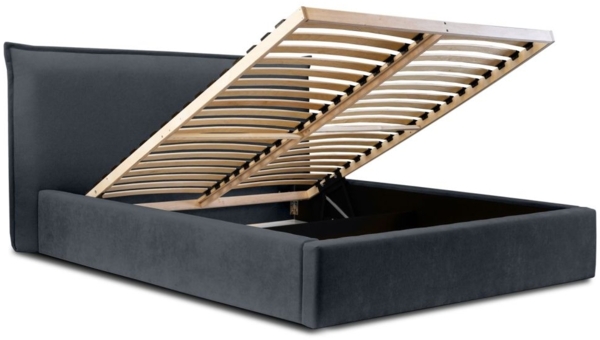 Polsterbett Doppelbett Bett AMADA 140x200cm Komplettset in Stoff Ditra Dunkelblau Bild 3