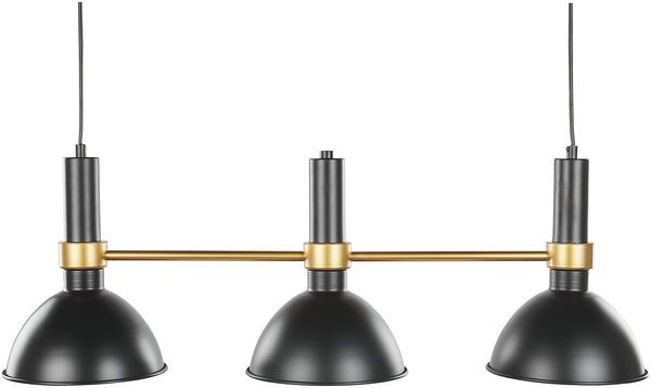 'Beles' Hängeleuchte Schwarz und Gold Metall 3-flammig runde Schirme für Esszimmer Industrie Look Elegant Klassisch