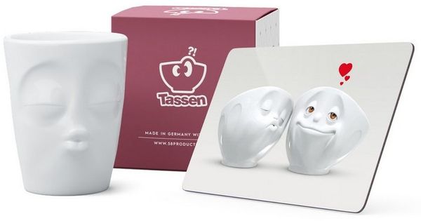 FIFTYEIGHT PRODUCTS Geschirr-Set Valentinstag Henkelbecher Küssend & Brettchen Das süsse Leben