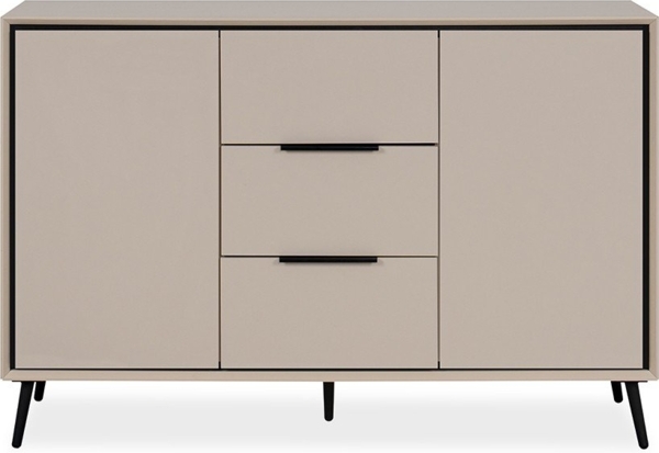 Finori Arona 01B Kommode, sand / schwarz | Kommode für Wohnzimmer | Maß: B x H x T ca. 135 x 90 x 38 cm | Kommode mit 2 Türen und 3 Schubkästen