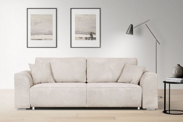 INOSIGN 3-Sitzer BEATRICE, B: 250 cm - wahlweise mit Bettfunktion, u. Bettkasten, incl. 2 Zierkissen