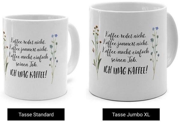 PhotoFancy Tasse mit lustigem Spruch 'Ich mag Kaffee' - Sprüchetasse mit Humor, Tasse Jumbo XL