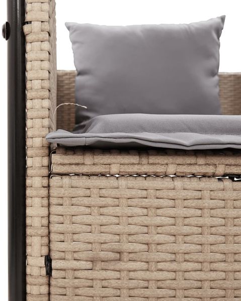 vidaXL Doppel-Sonnenliege mit Dach und Vorhängen Beige Poly Rattan 4002758 Bild 7