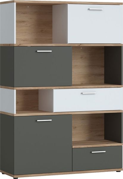 Highboard Teenie / Twenty, Holzwerkstoff, Schwarz, Weiß, 115 x 168 x 40 cm