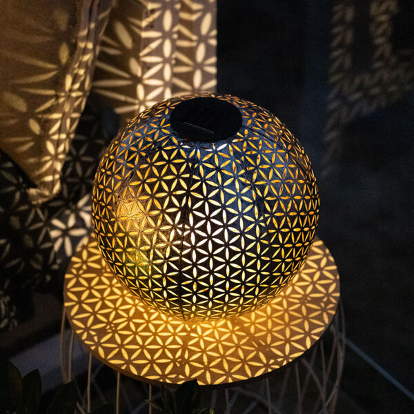 LED Solar-Steckleuchte, Kugel, silber-grau, Gold, 27 cm