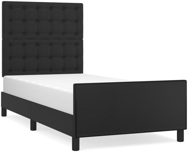 Einzelbettgestell Design für Erwachsene mit Kopfteil Schwarz 100x200 cm Kunstleder d3235e