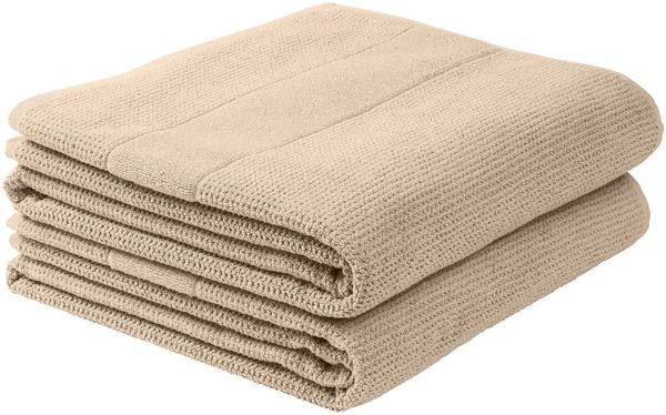 Schiesser Duschtücher Turin im 2er Set aus 100% Baumwolle, nachhaltig und fair produziert, Farbe:Sand, Größe:70x140 cm