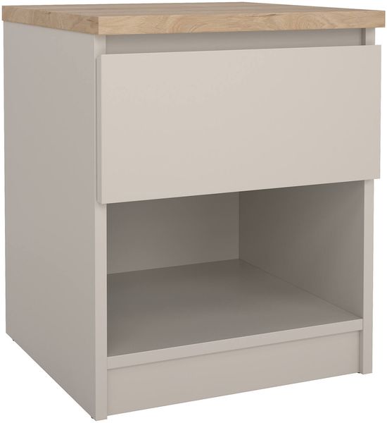 Dmora Nachttisch Solantra, niedrige Kommode mit 1 Schublade, kompakter und funktionaler Nachttisch, 40x40 h50 cm, Beige