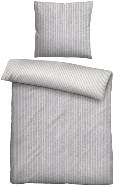 biberna Melange-Flanell Bettwäsche 0840507 WEBSTREIFEN, sturmgrau, 1x 155x200 cm + 1x 80x80 cm