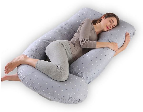 CALIYO Seitenschläferkissen Stillkissen, J-förmiges Schwangerschaftskissen zum Schlafen, Seitenkissen, Seitenschläferkissen ergonomisch geformt