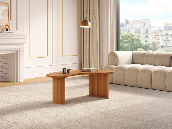 Vente-unique - TAMENIA Couchtisch Holz, Platte Beige - B 70 cm x H 45 cm x L 120 cm