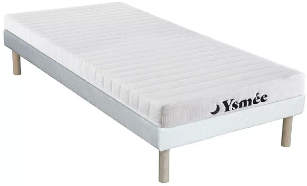 Vente-unique - STELO Mattress and bed base set Stoff Weiß - B 90 cm x H 31 cm12 cm x L 190 cm