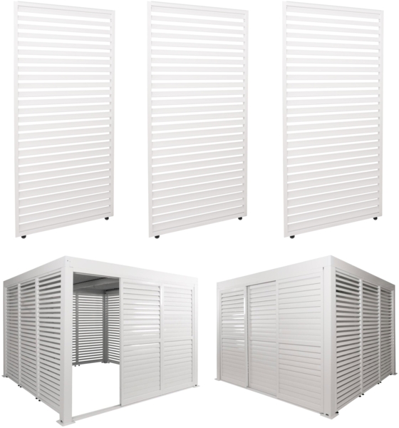 3er-Set Aluminium Paneele für Pergola HWC-L46, Terrassenüberdachung, Lamellenpaneel Modul, 204x271cm ~ weiß