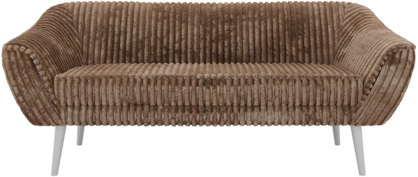 Sofa, Wohnzimmersofa PIRS 3, Skandinavisches Sofa 3-Sitzer, Sofa mit Wellenfederung, weiße Füße, Breite 180 cm Hoher Sitzkomfort - Braun Cord Bild 7