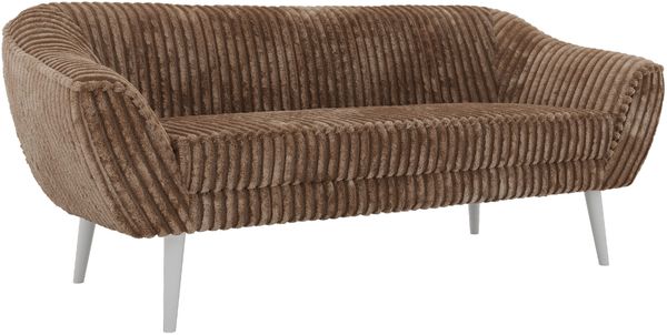 Sofa, Wohnzimmersofa PIRS 3, Skandinavisches Sofa 3-Sitzer, Sofa mit Wellenfederung, weiße Füße, Breite 180 cm Hoher Sitzkomfort - Braun Cord Bild 6