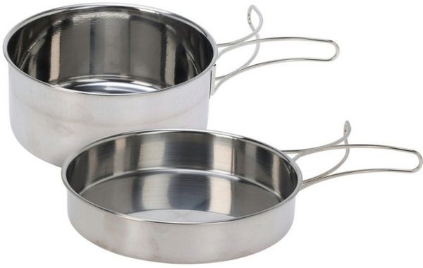 Koopman Kochtopf Campingtopf Klein Ø 15 cm Edelstahl Griff 2 er Set, Edelstahl (2-tlg), 2 Größen, Reiseformat, Klappbare Griffe, Topfset, Rostfrei