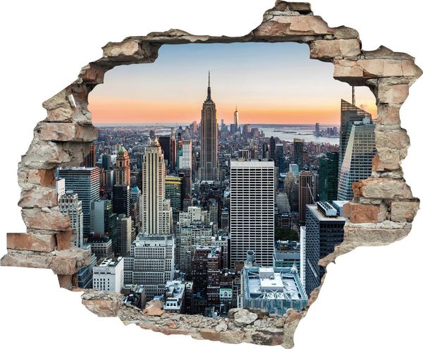 queence Wandtattoo New York (1 St), Wandsticker, Wandbild, selbstklebend, 3D, Wanddurchbruch
