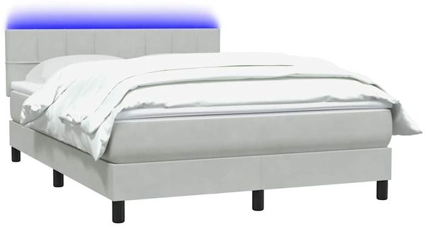 vidaXL Boxspringbett mit Matratze & LED Hellgrau 160x220 cm Samt 3316935 Bild 3