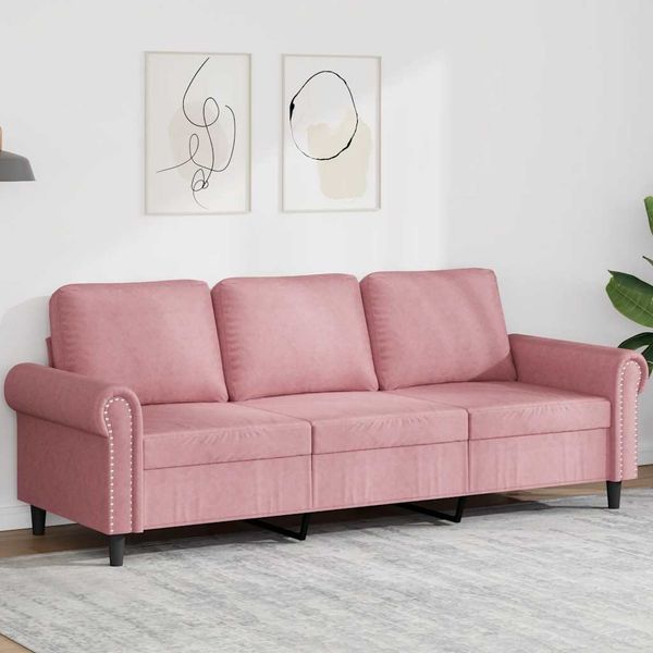 vidaXL 3-Sitzer-Sofa Rosa 180 cm Samt 359542