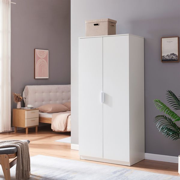 Kleiderschrank Eiselfing 176x80x52 cm 1 Fach Weiß [en. casa]