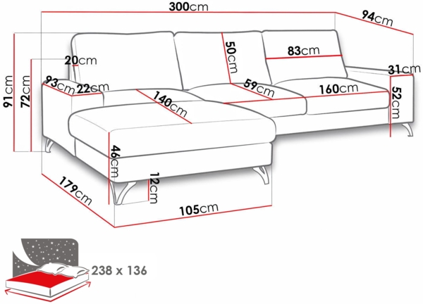 Ecksofa Oddo (Farbe: Verita 11, Seite: Rechts - L4+L2F+R1F) Bild 6