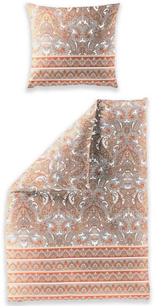 JACK Bettwäsche 135x200 cm, Desert Bloom, Mako-Satin, 2 teilig, orientalische Ornamente in Apricot Orange