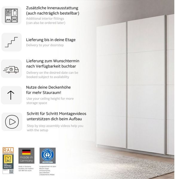 OTTO home Kleiderschrank Mehrzweckschrank Aktenschrank Möbel Mietswohnung Schlafzimmer KOLUNA (3 Ausstattungen BASIC/CLASSIC/PREMIUM (inkl. SOFT-CLOSE-FUNKTION) Breiten 203/271/315/360 cm Höhen 210/229 mit Spiegel MADE IN GERMANY Bild 4