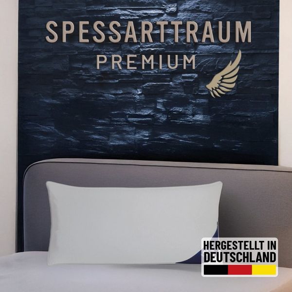 SPESSARTTRAUM 3-Kammer-Kopfkissen Premium, GRÖSSENAUSWAHL von 40x80 cm bis 80x80 cm, Füllung: weiße neue Gänsedaunen und -federn, Klasse I, 90% Daunen / 10% Federn (Außen), weiße neue Gänsefedern, Klasse I, 100% Federn (Innen), Bezug: feiner Daunen-Bat...