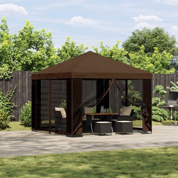 vidaXL Garten Pavillon mit Seitenwänden 3x3 m Braun 900372