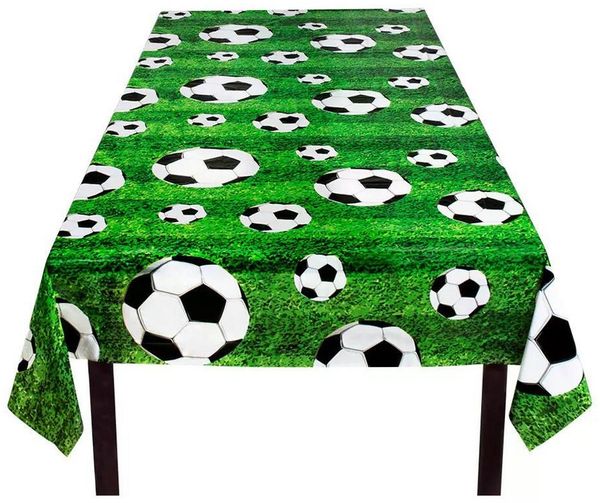 Boland Tischdecke PE Tischdecke Football Fußball Partydeko grün mit Bällen 120x180 cm, Praktisch, wasserabweisend und abwischbar