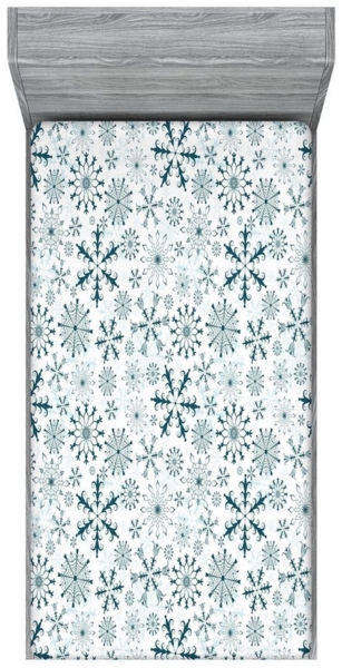 Abakuhaus Spannbettlaken Soft Dekorativer Stoff Bettwäsche Rund-um Elastischer Gummizug, Winter Merry Xmas Schneeflocken Bild 5