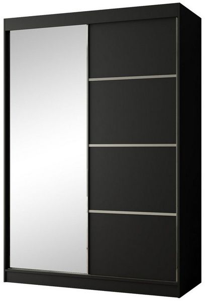 Beautysofa Schiebetürenschrank Paco 150 cm (Kleiderschrank, Spiegelschrank, Weiß, Schwarz, Gold)