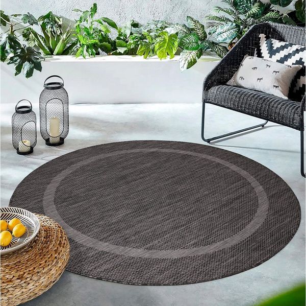 Carpettex Outdoorteppich Unicolor - Einfarbig, Rund, Höhe: 5 mm, Rund Outdoor Teppich Wetterfest Balkon Küchenteppich Flachgewebe