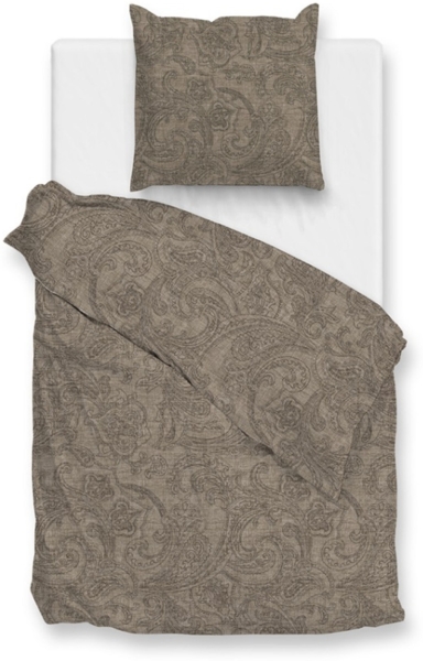Zo! Home Cotton Bettwäsche 135x200 Paisley di Lino Palm Taupe braun meliert
